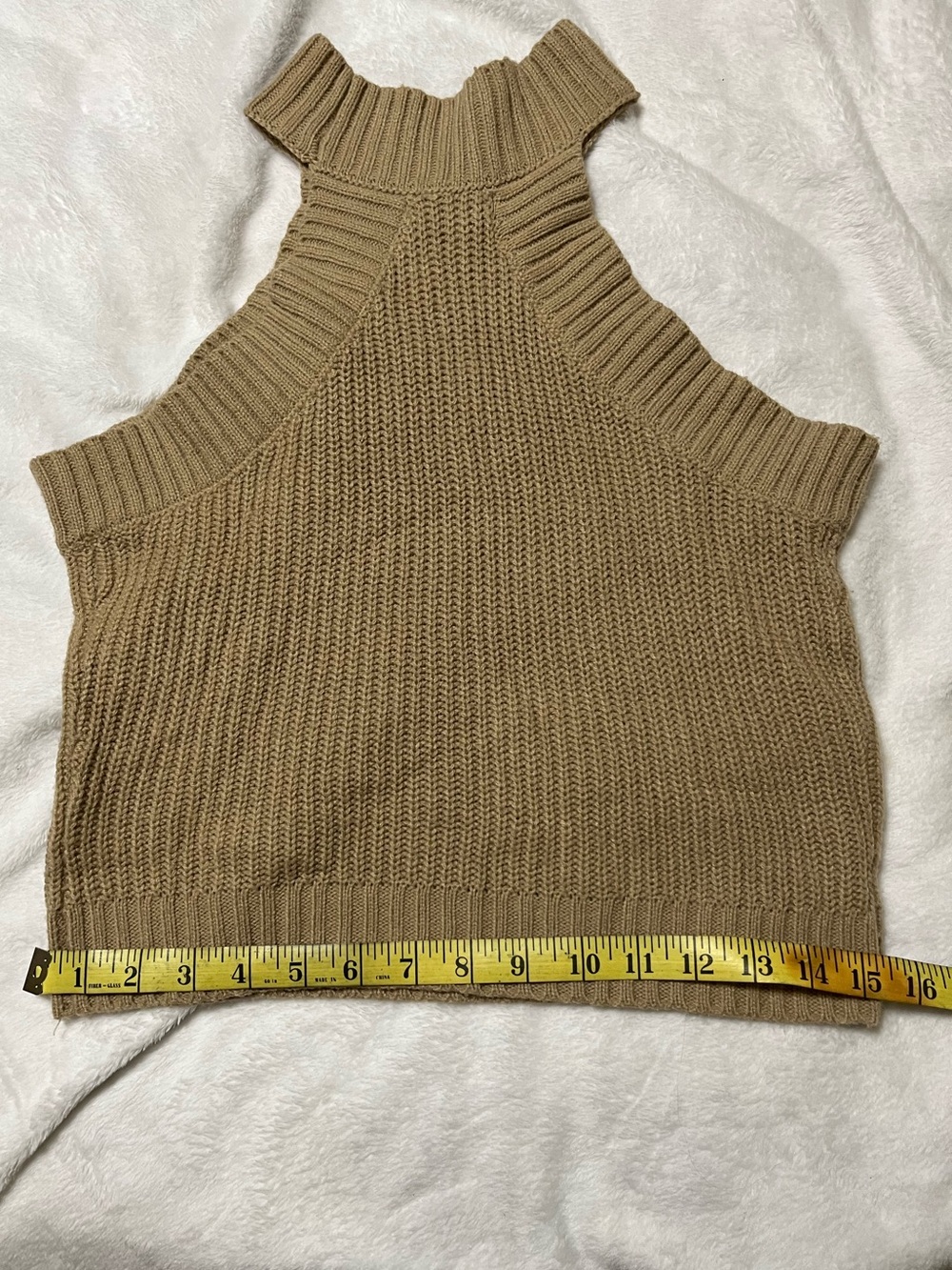 PrettyLittleThing Camel Ribbed Halter Knit Tank - Picture 3 of 5